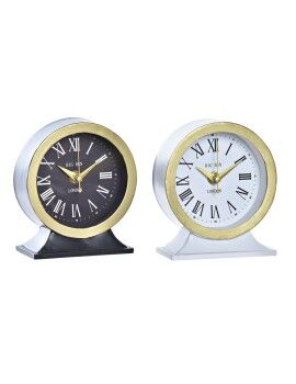 Reloj de Mesa DKD Home Decor Blanco Negro Cristal Hierro 12 x 6 x 13 cm (2 Unidades)