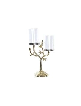 Candelabro DKD Home Decor Cristal Dorado Aluminio Pájaros (29 x 15 x 48 cm)