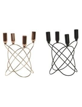 Candelabro DKD Home Decor Negro Dorado Metal Moderno 20 x 20 x 23 cm (2 Unidades)