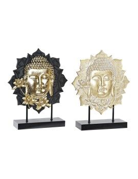Figura Decorativa DKD Home Decor 27 x 8 x 33,5 cm Preto Dourado Buda Oriental (2 Unidades)