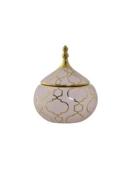 Guarda-Joias DKD Home Decor Cor de Rosa Dourado Porcelana 14 x 14 x 17 cm