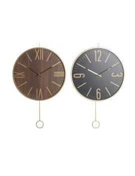 Reloj de Pared DKD Home Decor 40 x 4 x 40 cm Negro Marrón Hierro Péndulo Madera MDF (2 Unidades)