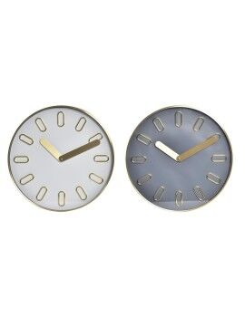 Relógio de Parede DKD Home Decor 35,5 x 4,2 x 35,5 cm Cristal Cinzento Dourado Alumínio Branco...