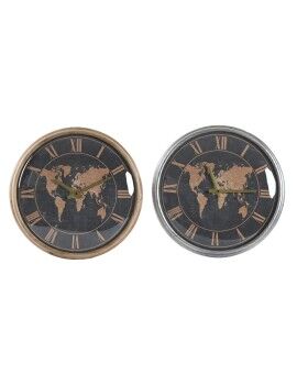 Relógio de Parede DKD Home Decor 46 x 6,5 x 46 cm Cristal Prateado Preto Dourado Castanho Ferro...