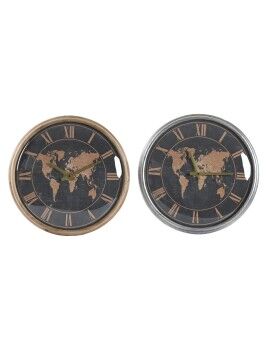 Reloj de Pared DKD Home Decor 46 x 6,5 x 46 cm Cristal Plateado Negro Dorado Marrón Hierro...