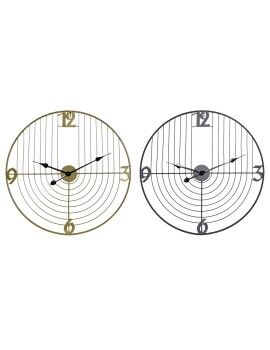 Relógio de Parede DKD Home Decor Preto Dourado Metal 60 x 3 x 60 cm Moderno (2 Unidades)