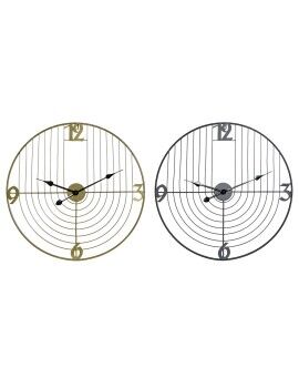 Reloj de Pared DKD Home Decor Negro Dorado Metal 60 x 3 x 60 cm Moderno (2 Unidades)