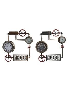 Relógio de Parede DKD Home Decor 57 x 9,5 x 57 cm Cristal Vermelho Preto Dourado Ferro Vintage (2...