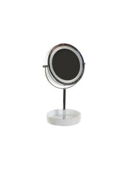Espelho de Aumento com LED DKD Home Decor 14,5 x 14,5 x 33 cm Cerâmica Branco Metalizado