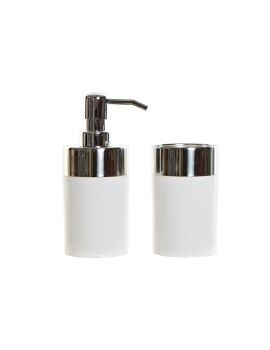 Conjunto de Banho DKD Home Decor Branco Prateado Alumínio poliestireno 6,6 x 6,6 x 16,2 cm