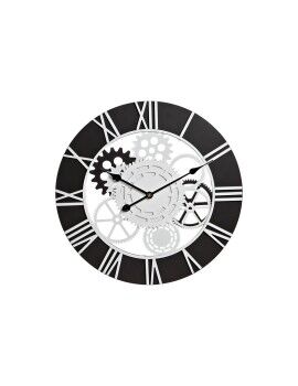 Relógio de Parede DKD Home Decor Madeira Preto Branco Ferro Engrenagens (60 x 4 x 60 cm)