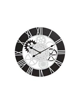 Reloj de Pared DKD Home Decor Blanco Negro Hierro Madera MDF Engranajes 60 x 4 x 60 cm