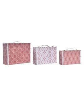 Juego de Cajas Decorativas DKD Home Decor Lienzo Madera (40 x 31 x 15 cm)