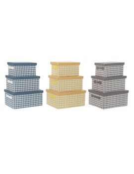 Set de Cajas Organizadoras Apilables DKD Home Decor Gris Azul Amarillo 40 x 30 x 20 cm