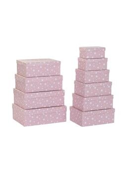 Set de Cajas Organizadoras Apilables DKD Home Decor Blanco Infantil Rosa claro Cartón (43,5 x...