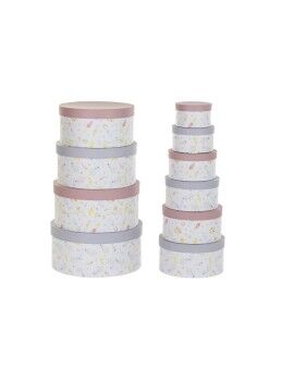 Set de Cajas Organizadoras Apilables DKD Home Decor Flores Rayas Azul Lila Blanco Multicolor...