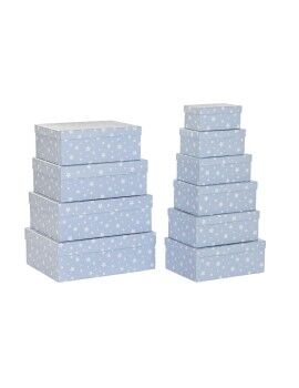 Conjunto de Caixas de Organização Empilháveis DKD Home Decor Branco Azul celeste Infantil Cartão...