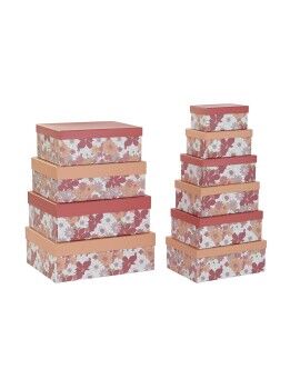 Set de Cajas Organizadoras Apilables DKD Home Decor Fucsia Blanco Melocotón Cartón (43,5 x 33,5 x...