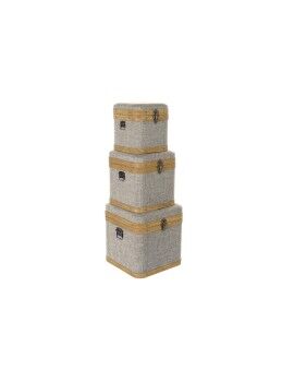 Juego de Cajas Decorativas DKD Home Decor Beige Natural Madera Metal 30 x 40 cm 40,5 x 40,5 x...