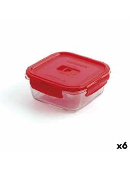 Fiambrera Hermética Luminarc Pure Box 760 ml Rojo Vidrio (6 Unidades)