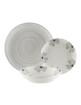 Vajilla Versa Flores Gris 18 Piezas Porcelana