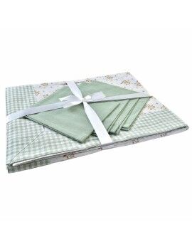 Conjunto de toalhas de mesa DKD Home Decor Bloemen Verde 150 x 150 x 0,5 cm
