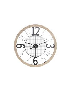 Relógio de Parede DKD Home Decor Natural Preto MDF Ferro (70 x 4 x 70 cm)