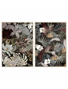 Cuadro DKD Home Decor Tropical Hoja de planta 83 x 4,5 x 122,5 cm 83 x 4,5 x 123 cm (2 Unidades)