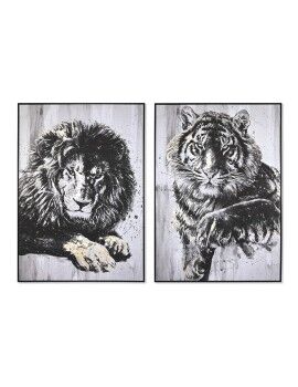 Cuadro DKD Home Decor 103 x 4,5 x 143 cm Tigre Colonial (2 Unidades)