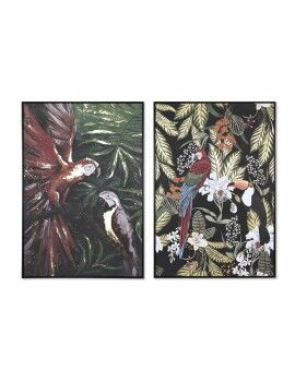 Pintura DKD Home Decor Papagaio Tropical 83 x 4,5 x 122,5 cm 83 x 4,5 x 123 cm (2 Unidades)