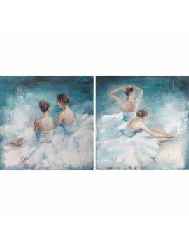 Cuadro DKD Home Decor 100 x 3,5 x 100 cm Bailarina Ballet Romántico (2 Unidades)