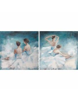 Pintura DKD Home Decor 100 x 3,5 x 100 cm Bailarina Ballet Romântico (2 Unidades)