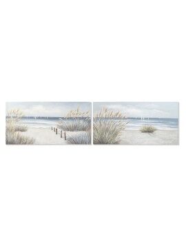 Pintura DKD Home Decor Praia Mediterrâneo 140 x 3 x 70 cm (2 Unidades)