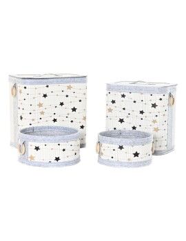 Juego de Cestos DKD Home Decor Blanco Negro Gris Dorado Bambú Estrellas 41 x 31 x 42 cm (4...