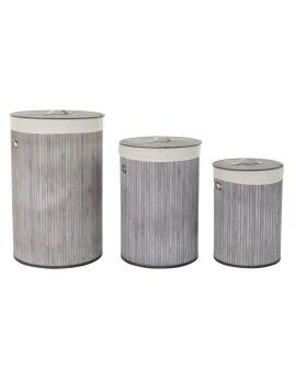 Conjunto de Cestos DKD Home Decor Bege Cinzento Bambu 38 x 38 x 60 cm (3 Peças) (2 Unidades)