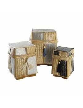 Juego de Cestas DKD Home Decor Natural 33 x 33 x 40 cm Bambú 32 x 32 x 40 cm Boho