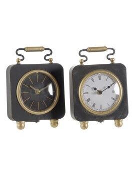 Reloj de Mesa DKD Home Decor Negro Plateado PVC Metal Plástico 14,5 x 5 x 21 cm (2 Unidades)