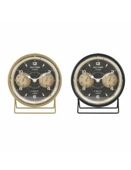 Reloj de Mesa DKD Home Decor 12 x 5 x 14 cm Negro Dorado Hierro PVC Vintage (2 Unidades)