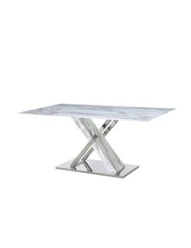 Mesa de Jantar DKD Home Decor Cristal Prateado Cinzento Aço Branco 180 x 90 x 78 cm