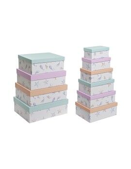 Set de Cajas Organizadoras Apilables DKD Home Decor Marino Cartón (43,5 x 33,5 x 15,5 cm)