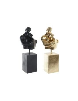 Figura Decorativa DKD Home Decor Parceiro Preto Dourado 15,5 x 13,5 x 37,5 cm (2 Unidades)