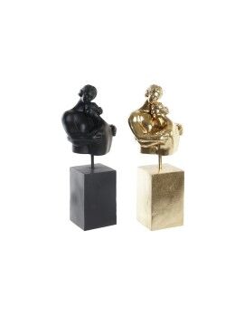 Figura Decorativa DKD Home Decor Pareja Negro Dorado 15,5 x 13,5 x 37,5 cm (2 Unidades)