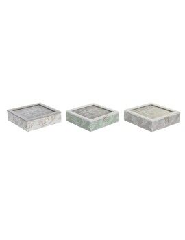 Caixa para Infusões DKD Home Decor 24,5 x 24,5 x 6 cm Cristal Bege Metal Terracota Branco Verde...