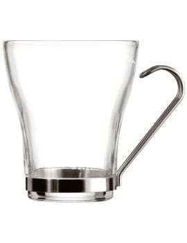 Juego de Tazas de Café Quid Supreme Transparente Vidrio Acero 250 ml 3 Piezas