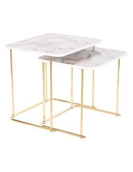 Conjunto de 2 mesas DKD Home Decor Branco Dourado 51 x 43 x 49 cm