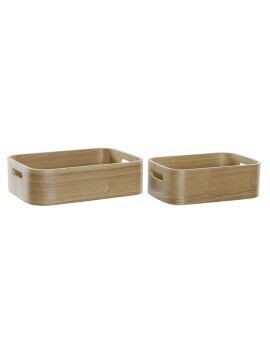 Juego de Cajas Decorativas DKD Home Decor Natural Madera MDF 35,5 x 25 x 10 cm