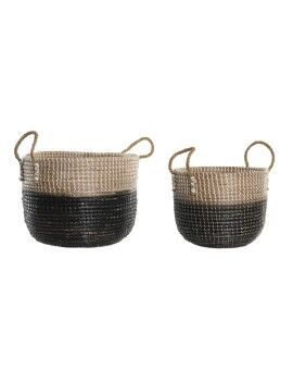 Juego de Cestas DKD Home Decor Natural Gris Hierba marina (41 x 25 x 42 cm) (2 Piezas)