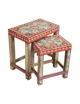 Conjunto de 2 mesas DKD Home Decor Multicolor Natural 45 x 30 x 45 cm 45 x 28,5 x 46 cm