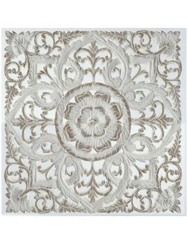 Decoración de Pared DKD Home Decor Blanco Mandala Madera MDF (60 x 2 x 60 cm)