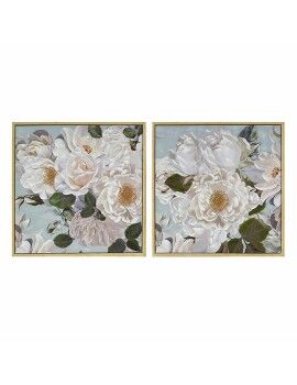 Cuadro DKD Home Decor 80 x 4 x 80 cm Flores Shabby Chic (2 Unidades)